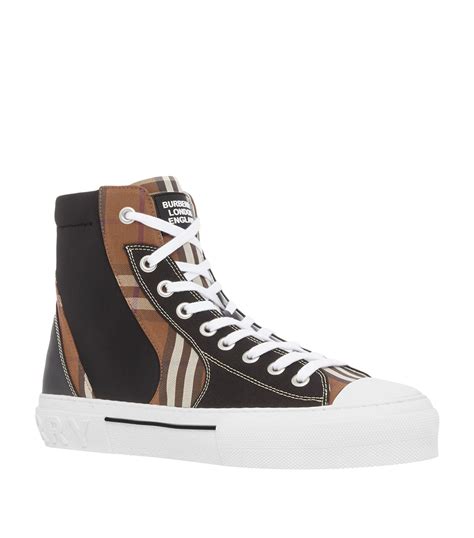 burberry high top leather check sneakers|burberry check high top sneakers.